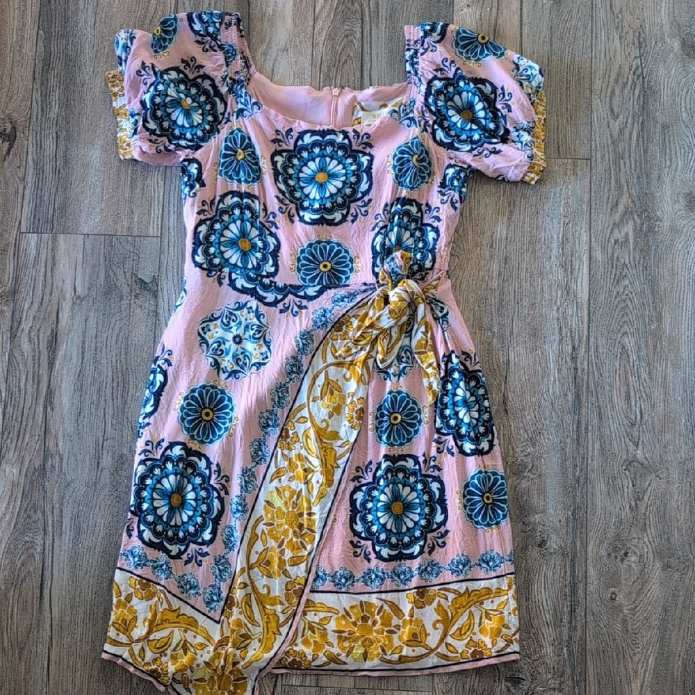 MAEVE by Anthropologie Resort Wrap Dress Pink Floral US Size 8 - Picture 13 of 16
